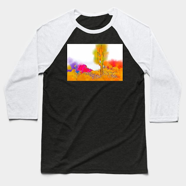 Desert Saguaro In Subtle Abstract Baseball T-Shirt by KirtTisdale